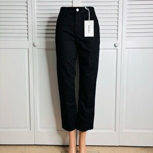 New FRAME Black Le High Straight Silver Pinstriped Jeans Size 29
